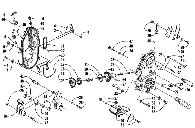 Parts Diagram for Arctic Cat 2001 ZL 550 (ESR) SNOWMOBILE DROPCASE AND CHAIN TENSION ASSEMBLY (esr)