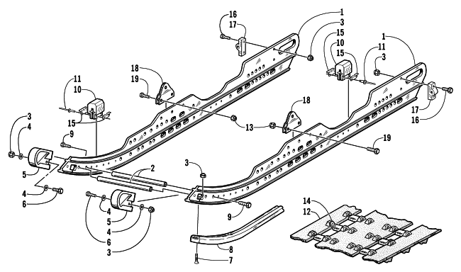Parts Diagram for Arctic Cat 2002 4-STROKE TRAIL SNOWMOBILE SLIDE RAIL AND TRACK ASSEMBLY