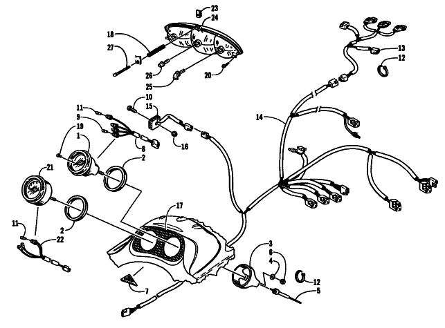 Parts Diagram for Arctic Cat 2001 ZL 550 (ESR) SNOWMOBILE HEADLIGHT, INSTRUMENTS, AND WIRING ASSEMBLIES