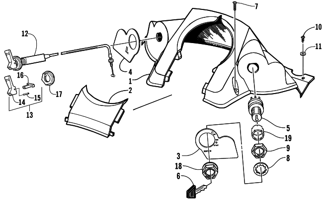 Parts Diagram for Arctic Cat 2001 TRIPLE TOURING 600 () SNOWMOBILE CONSOLE AND SWITCH ASSEMBLY