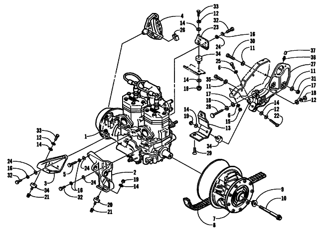 Parts Diagram for Arctic Cat 2001 PANTHER 550 SNOWMOBILE ENGINE AND RELATED PARTS