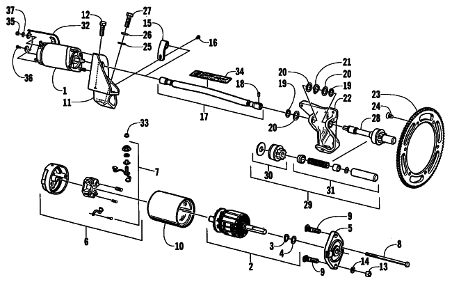 Parts Diagram for Arctic Cat 2001 ZL 550 (ESR) SNOWMOBILE FLEX-DRIVE STARTER MOTOR ASSEMBLY (esr)