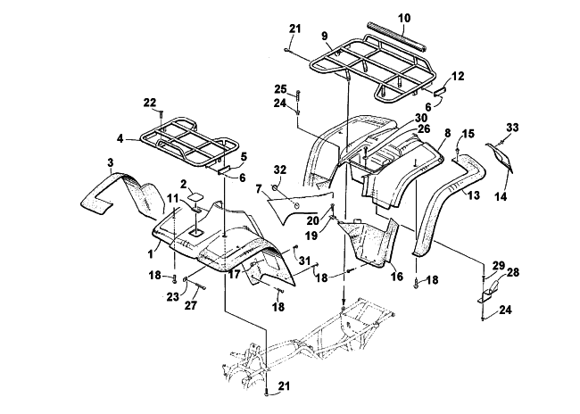 Parts Diagram for Arctic Cat 2001 400 4X4 (MANUAL TRANSMISSION) ATV BODY PANEL ASSEMBLY