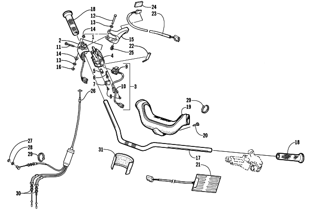 Parts Diagram for Arctic Cat 2001 BEARCAT WIDE TRACK () SNOWMOBILE HANDLEBAR AND CONTROLS