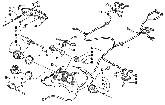 Parts Diagram for Arctic Cat 2001 THUNDERCAT () SNOWMOBILE HEADLIGHT, INSTRUMENTS, AND WIRING ASSEMBLIES