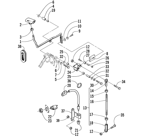 Parts Diagram for Arctic Cat 2002 BEARCAT WIDE TRACK () SNOWMOBILE REVERSE SHIFT LEVER ASSEMBLY