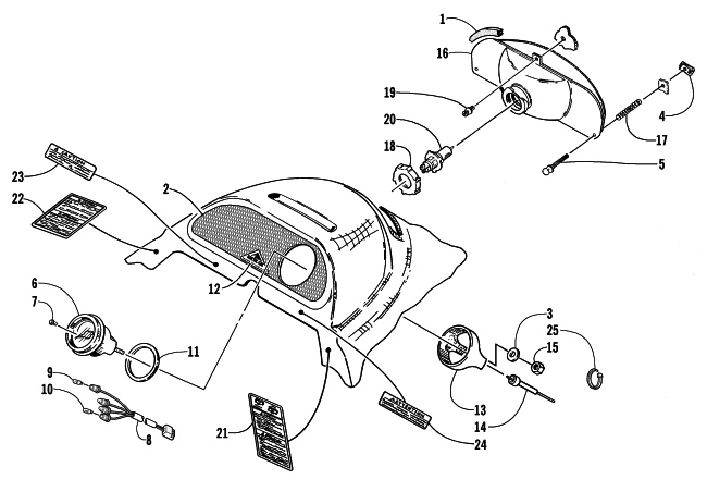 Parts Diagram for Arctic Cat 2001 BEARCAT WIDE TRACK SNOWMOBILE HEADLIGHT AND INSTRUMENT POD