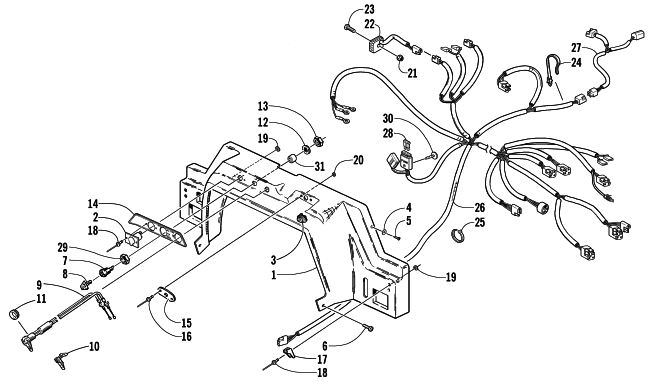 Parts Diagram for Arctic Cat 2002 BEARCAT WIDE TRACK () SNOWMOBILE CONSOLE, SWITCHES, AND WIRING ASSEMBLIES