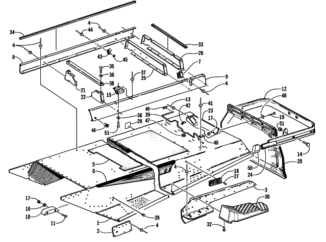 Parts Diagram for Arctic Cat 2001 BEARCAT WIDE TRACK () SNOWMOBILE TUNNEL AND REAR BUMPER