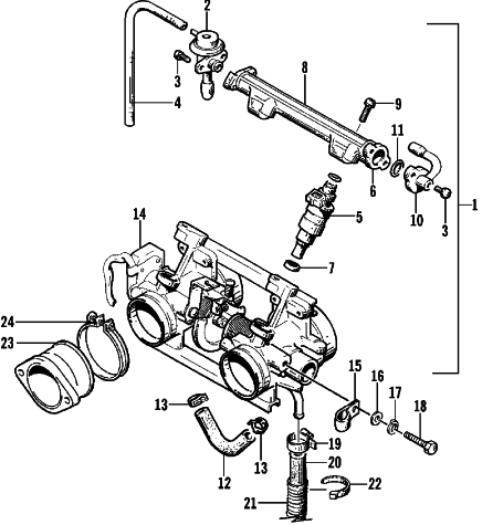 Parts Diagram for Arctic Cat 1998 PANTERA 580 SNOWMOBILE THROTTLE BODY ASSEMBLY