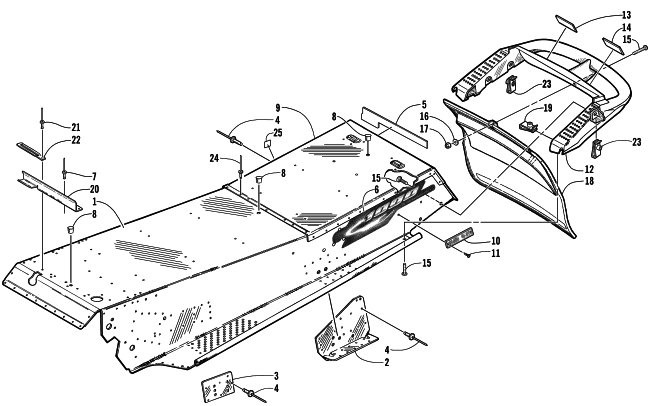 Parts Diagram for Arctic Cat 2001 THUNDERCAT SNOWMOBILE TUNNEL AND REAR BUMPER