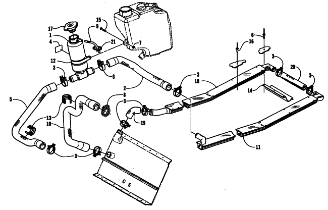 Parts Diagram for Arctic Cat 2001 ZL 550 (ESR) SNOWMOBILE COOLING ASSEMBLY