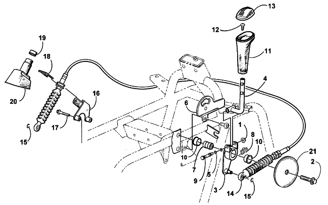 Parts Diagram for Arctic Cat 2001 500 CC (AUTOMATIC TRANSMISSION) ATV SHIFT LEVER ASSEMBLY