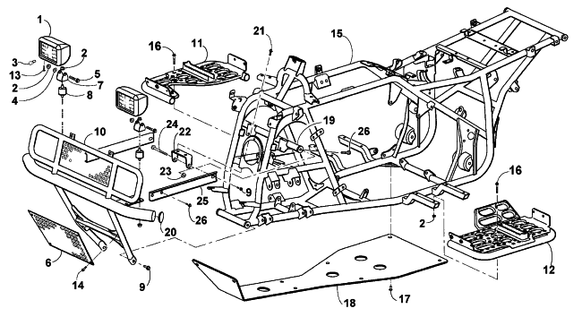 Parts Diagram for Arctic Cat 2001 500 CC (AUTOMATIC TRANSMISSION) ATV FRAME AND RELATED PARTS