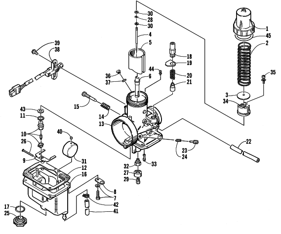 Parts Diagram for Arctic Cat 2001 BEARCAT WIDE TRACK () SNOWMOBILE CARBURETOR