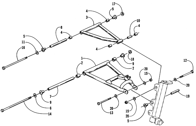 Parts Diagram for Arctic Cat 2001 ZR 800 LE SNOWMOBILE A-ARM ASSEMBLY