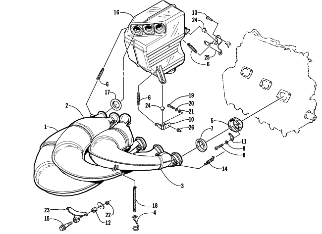 Parts Diagram for Arctic Cat 2001 THUNDERCAT SNOWMOBILE EXHAUST ASSEMBLY
