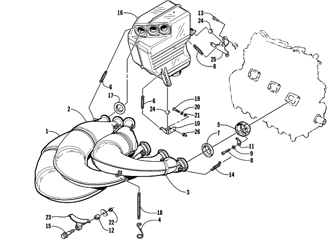 Parts Diagram for Arctic Cat 2001 MOUNTAIN CAT 1000 SNOWMOBILE EXHAUST ASSEMBLY