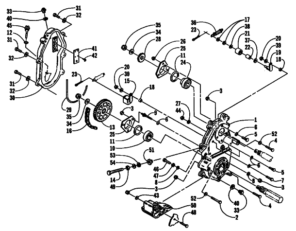 Parts Diagram for Arctic Cat 2001 MOUNTAIN CAT 800 SNOWMOBILE DRIVE/DROPCASE ASSEMBLY