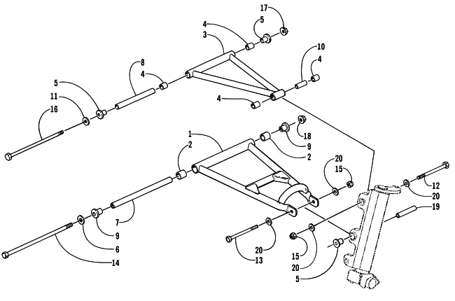 Parts Diagram for Arctic Cat 2001 MOUNTAIN CAT 1000 SNOWMOBILE A-ARM ASSEMBLY