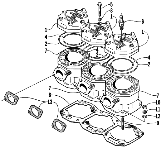 Parts Diagram for Arctic Cat 2001 THUNDERCAT () SNOWMOBILE CYLINDER AND HEAD ASSEMBLY