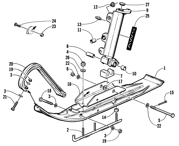 Parts Diagram for Arctic Cat 2001 THUNDERCAT () SNOWMOBILE SKI AND SPINDLE ASSEMBLY