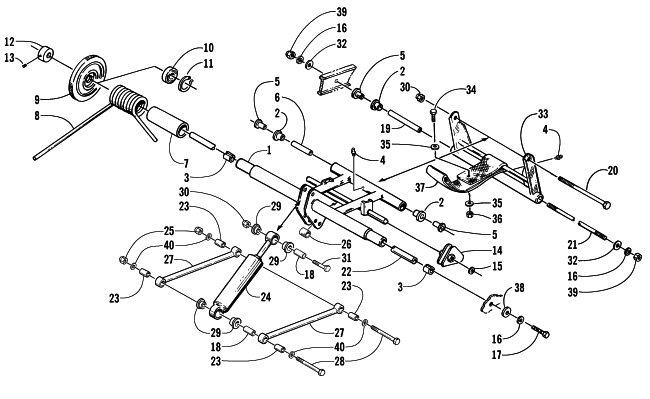Parts Diagram for Arctic Cat 2001 BEARCAT WIDE TRACK () SNOWMOBILE REAR SUSPENSION REAR ARM ASSEMBLY