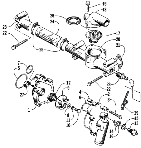 Parts Diagram for Arctic Cat 2001 PANTERA 1000 () SNOWMOBILE WATER PUMP/WATER MANIFOLD