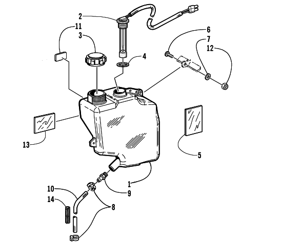 Parts Diagram for Arctic Cat 2001 THUNDERCAT () SNOWMOBILE OIL TANK ASSEMBLY