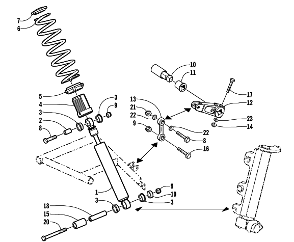 Parts Diagram for Arctic Cat 2001 PANTERA 1000 () SNOWMOBILE SHOCK ABSORBER AND SWAY BAR ASSEMBLY