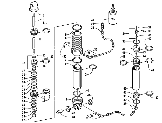 Parts Diagram for Arctic Cat 2001 ZRT 600 SNOWMOBILE REAR SUSPENSION FRONT ARM SHOCK ABSORBER (LE)