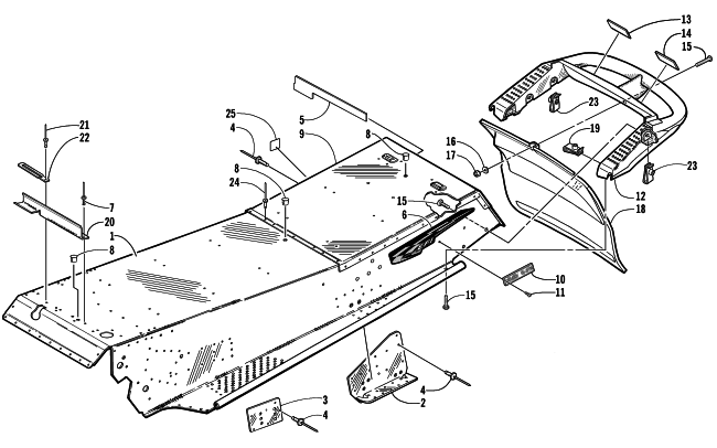 Parts Diagram for Arctic Cat 2001 ZL 500 EFI ESR SNOWMOBILE TUNNEL AND REAR BUMPER