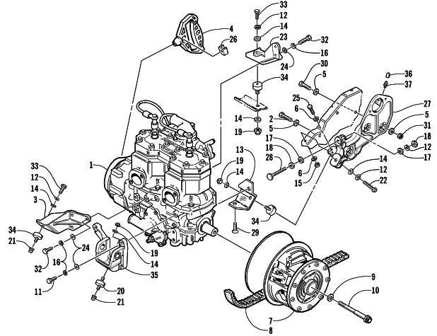 Parts Diagram for Arctic Cat 2001 ZR 500 EFI (ESR) SNOWMOBILE ENGINE AND RELATED PARTS