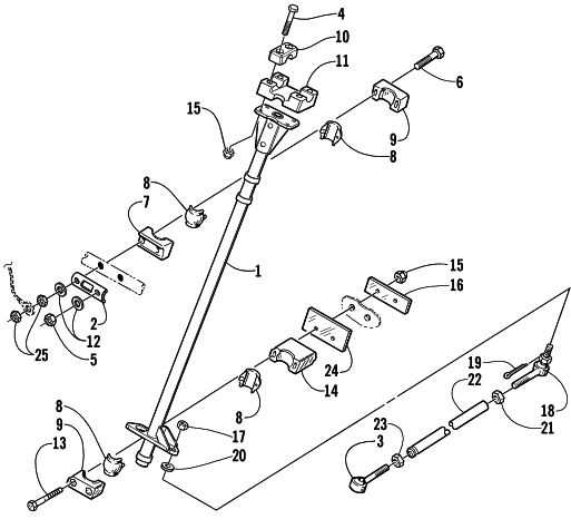 Parts Diagram for Arctic Cat 2001 PANTERA 580 EFI SNOWMOBILE STEERING POST ASSEMBLY