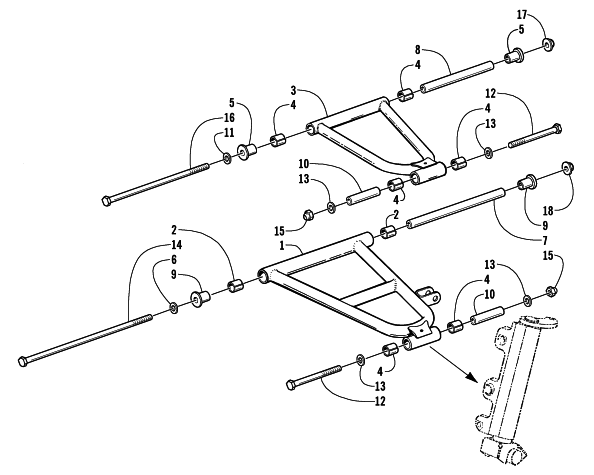 Parts Diagram for Arctic Cat 2001 ZL 550 SNOWMOBILE A-ARM ASSEMBLY