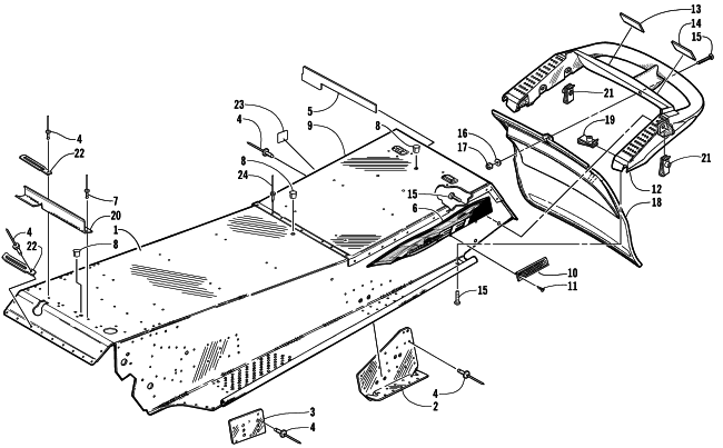 Parts Diagram for Arctic Cat 2001 ZR 500 EFI SNOWMOBILE TUNNEL AND REAR BUMPER