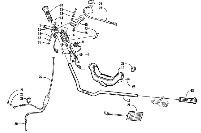 Parts Diagram for Arctic Cat 2001 TRIPLE TOURING 600 () SNOWMOBILE HANDLEBAR AND CONTROLS