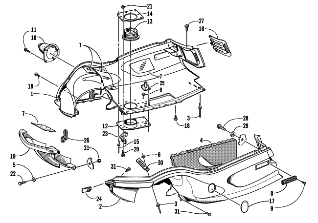 Parts Diagram for Arctic Cat 2002 ZL 600 EFI SNOWMOBILE BELLY PAN AND FRONT BUMPER ASSEMBLY