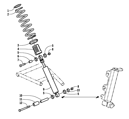 Parts Diagram for Arctic Cat 2001 MOUNTAIN CAT 500 EFI () SNOWMOBILE FRONT SUSPENSION SHOCK ABSORBER ASSEMBLY