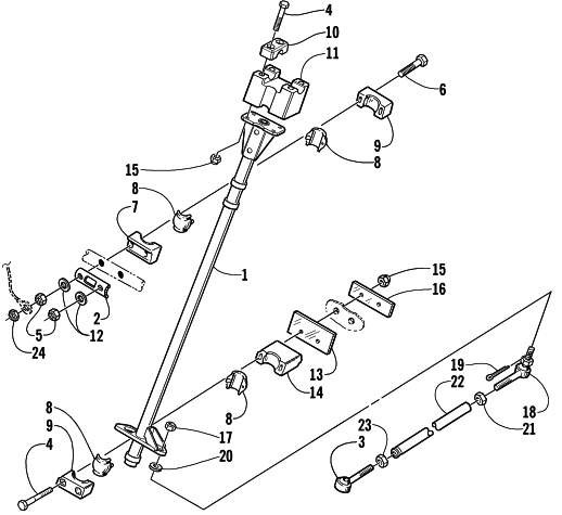 Parts Diagram for Arctic Cat 2001 MOUNTAIN CAT 500 EFI () SNOWMOBILE STEERING POST ASSEMBLY
