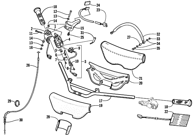 Parts Diagram for Arctic Cat 2001 MOUNTAIN CAT 500 EFI SNOWMOBILE HANDLEBAR AND CONTROLS