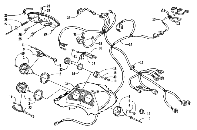 Parts Diagram for Arctic Cat 2001 PANTERA 580 EFI () SNOWMOBILE HEADLIGHT, INSTRUMENTS, AND WIRING ASSEMBLIES