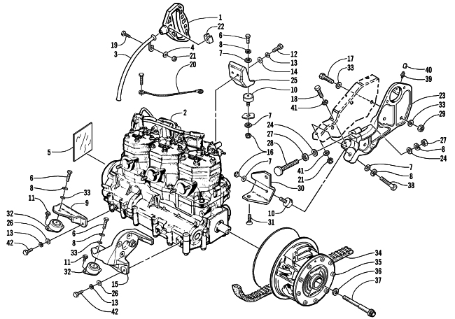 Parts Diagram for Arctic Cat 2001 PANTERA 1000 () SNOWMOBILE ENGINE AND RELATED PARTS