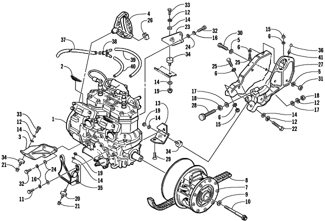 Parts Diagram for Arctic Cat 2001 MOUNTAIN CAT 600 EFI LE () SNOWMOBILE ENGINE AND RELATED PARTS