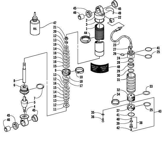 Parts Diagram for Arctic Cat 2001 MOUNTAIN CAT 600 EFI LE () SNOWMOBILE FRONT SUSPENSION SHOCK ABSORBER