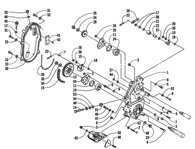 Parts Diagram for Arctic Cat 2001 ZR 600 EFI () SNOWMOBILE DRIVE/DROPCASE ASSEMBLY