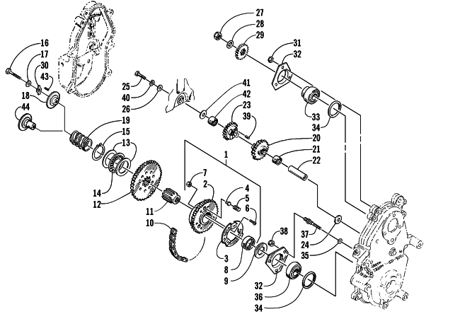 Parts Diagram for Arctic Cat 2001 ZL 600 EFI SNOWMOBILE DRIVE/REVERSE DROPCASE ASSEMBLY (esr)