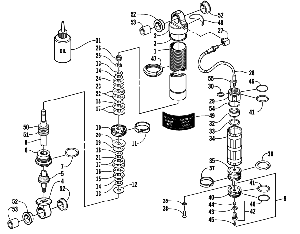 Parts Diagram for Arctic Cat 2001 ZR 600 EFI LE SNOWMOBILE FRONT SUSPENSION SHOCK ABSORBER