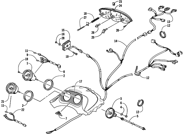 Parts Diagram for Arctic Cat 2001 ZR 800 SNOWMOBILE HEADLIGHT, INSTRUMENTS, AND WIRING ASSEMBLIES