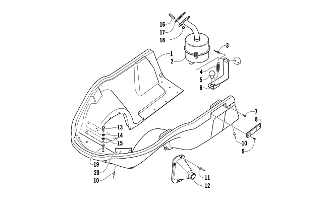 Parts Diagram for Arctic Cat 2001 Z 120 SNO PRO SNOWMOBILE BELLY PAN AND EXHAUST ASSEMBLIES